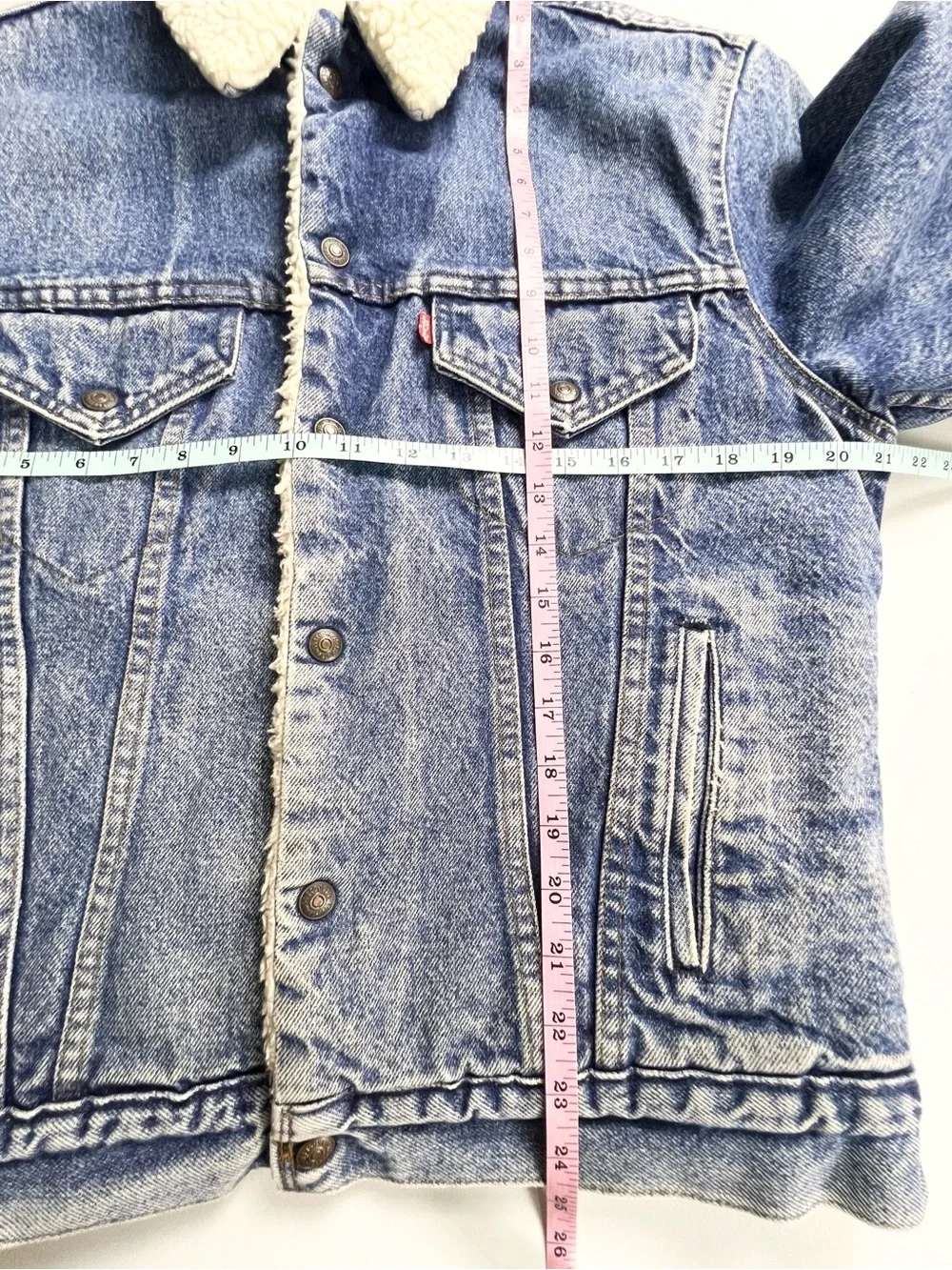 VTG Levi’s Denim Trucker Jacket Sherpa Lined Elbow Patches 38R